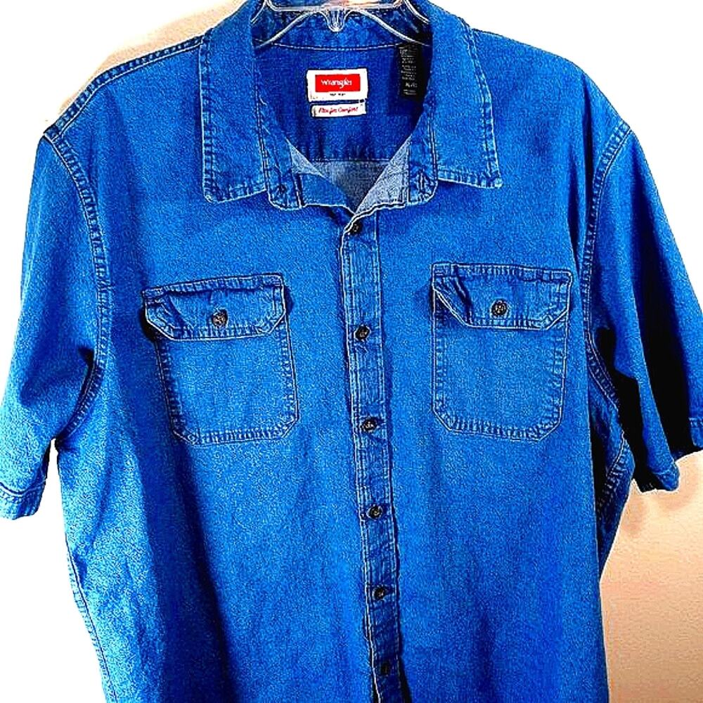 Wrangler Denim Men's Shirt Size XL Flex Comfort Button Gorpcore Blue